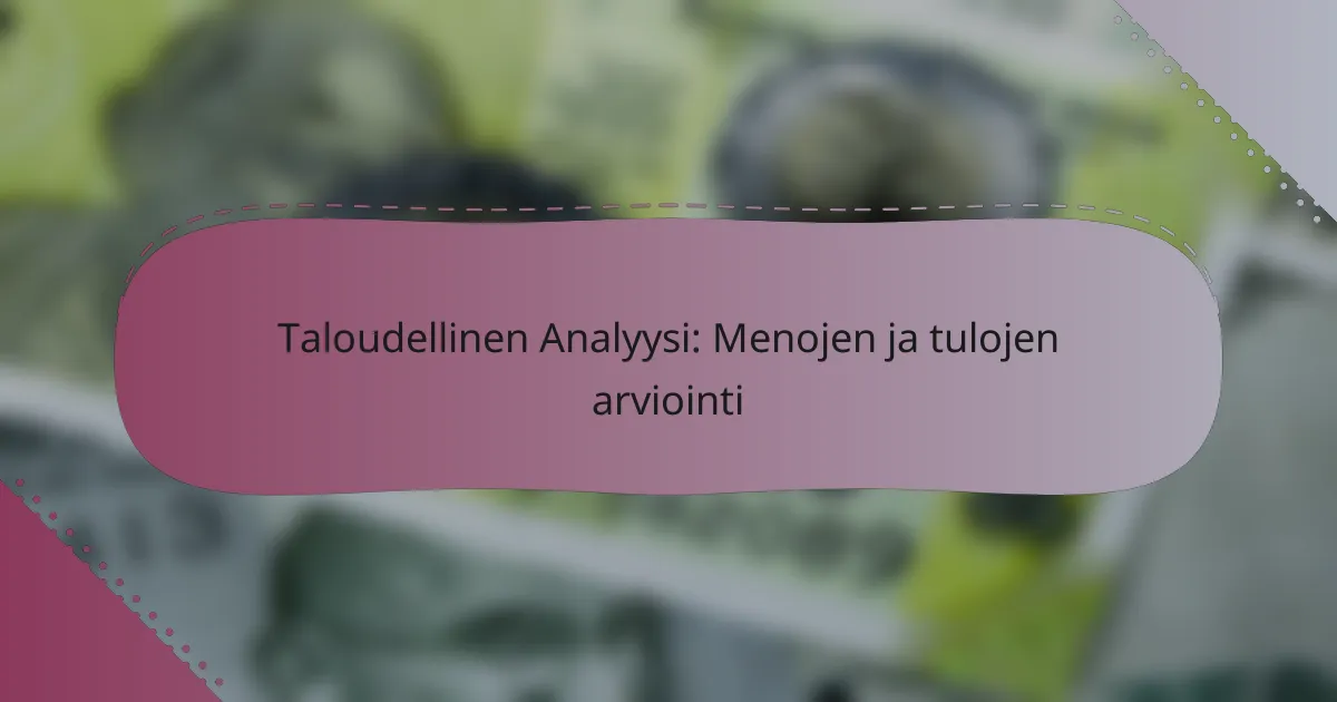 Taloudellinen Analyysi: Menojen ja tulojen arviointi