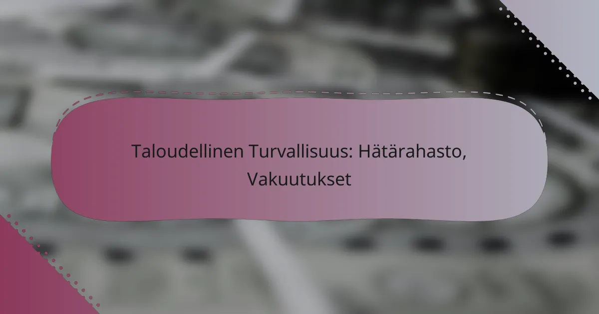 Taloudellinen Turvallisuus: Hätärahasto, Vakuutukset