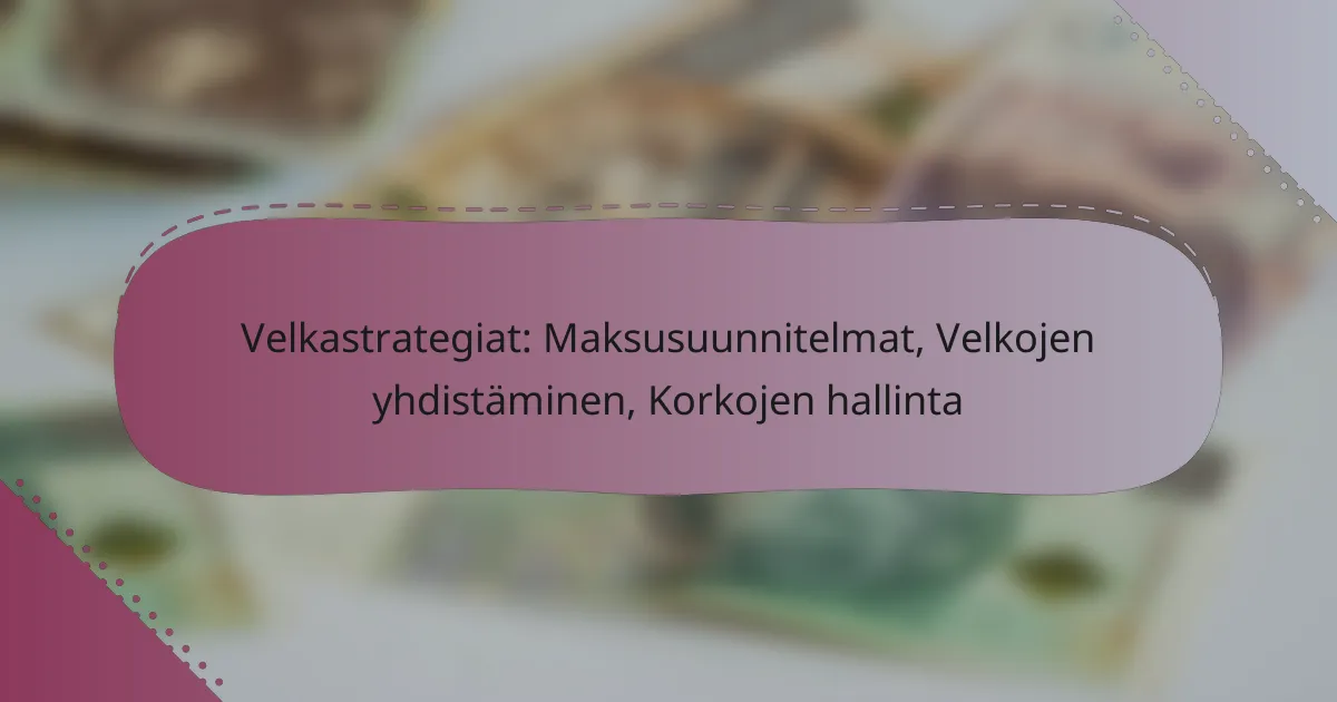 Velkastrategiat: Maksusuunnitelmat, Velkojen yhdistäminen, Korkojen hallinta