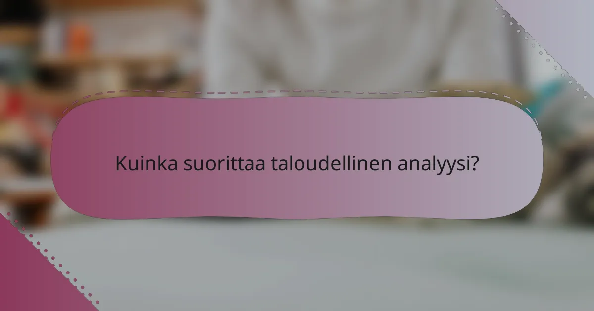 Kuinka suorittaa taloudellinen analyysi?