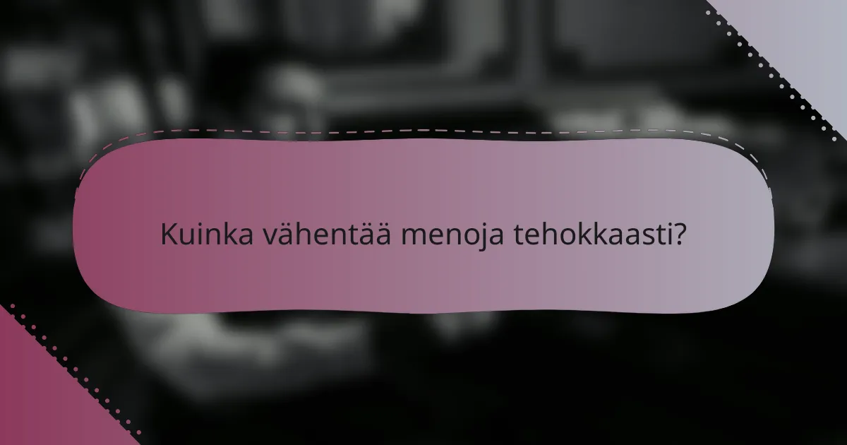 Kuinka vähentää menoja tehokkaasti?