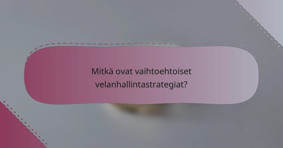 Mitkä ovat vaihtoehtoiset velanhallintastrategiat?